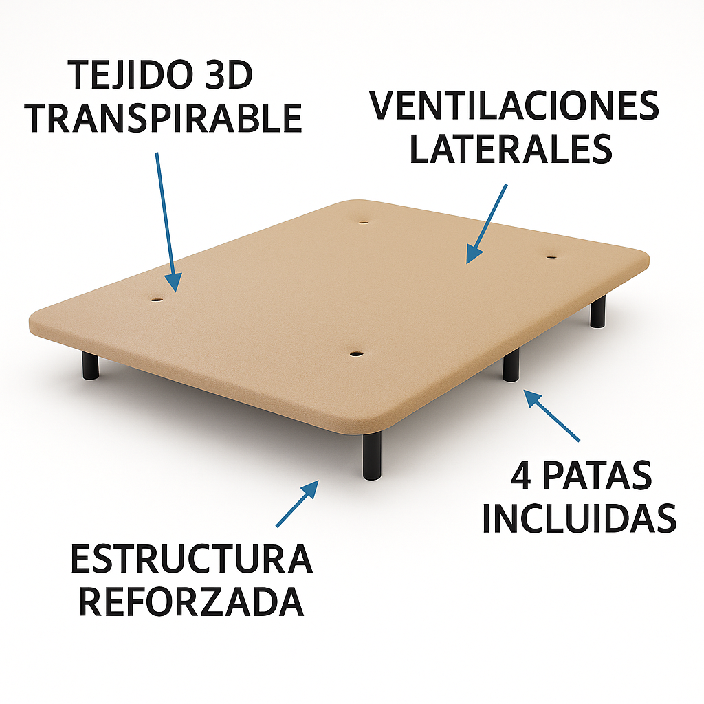 PACK BASE TAPIZADA Y COLCHÓN VISCOATOMIC
