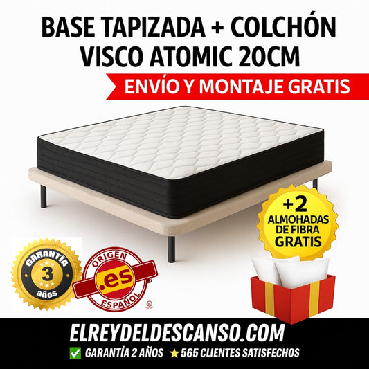 PACK BASE TAPIZADA Y COLCHÓN VISCOATOMIC