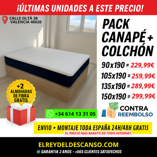 PACK CANAPÉ Y COLCHÓN VISCOATOMIC