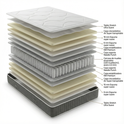 COLCHÓN VALENCIA MUELLES ENSACADOS 28CM