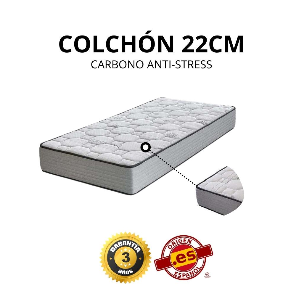 COLCHÓN VISCO-CARBONO 22CM ANTI-STRESS - El Rey Del Descanso