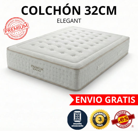 COLCHÓN ELEGANT MUELLES ENSACADOS 32CM