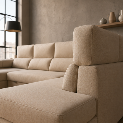 Sofá Chaiselongue MILANA Rinconera 345cm 4-5 Plazas Cama