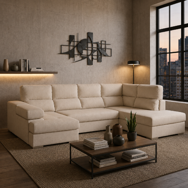 Sofá Chaiselongue MILANA Rinconera 345cm 4-5 Plazas Cama