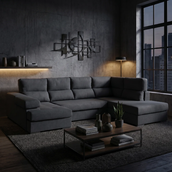 Sofá Chaiselongue MILANA Rinconera 345cm 4-5 Plazas Cama