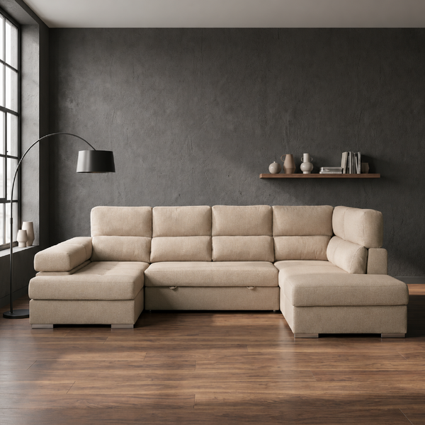 Sofá Chaiselongue MILANA Rinconera 345cm 4-5 Plazas Cama