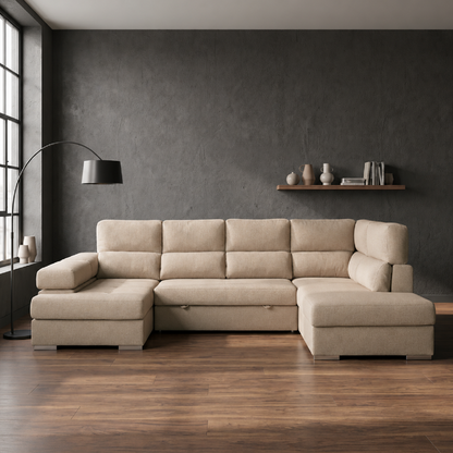 Sofá Chaiselongue MILANA Rinconera 345cm 4-5 Plazas Cama