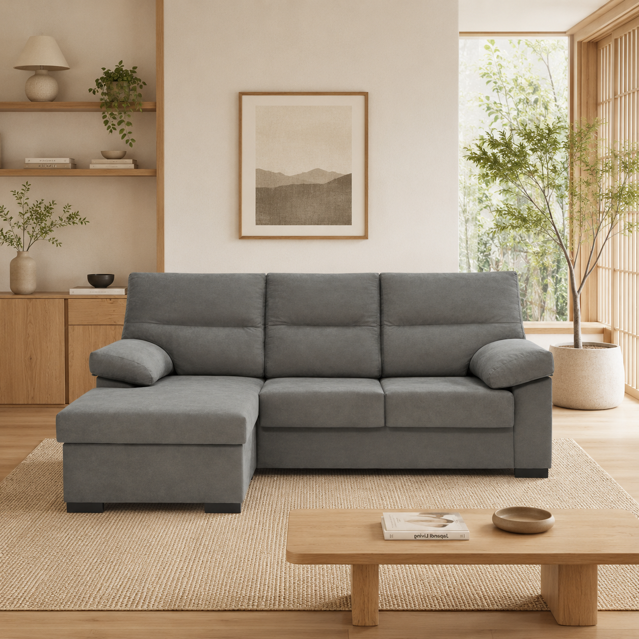 Sofá Chaiselongue ATHENAS gris claro